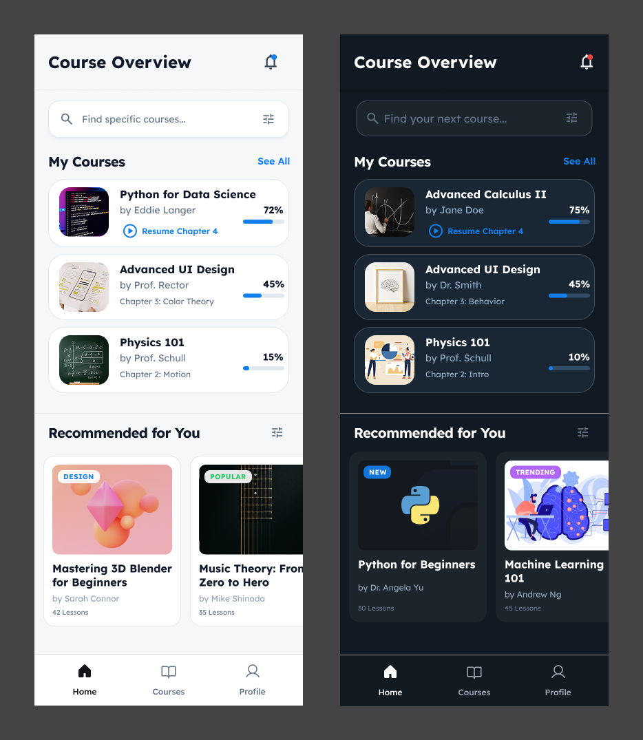 BrainStream new homepage design in light and dark mode